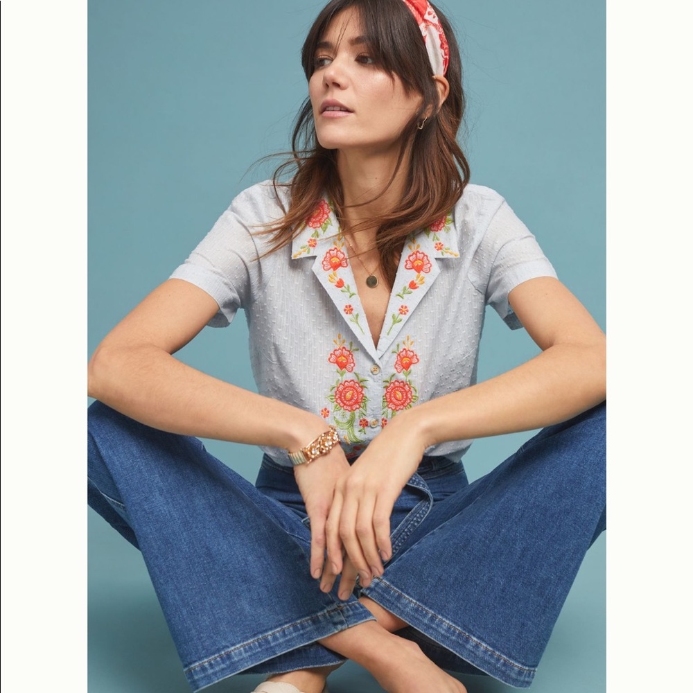 Maeve Christie Embroidered Buttondown
